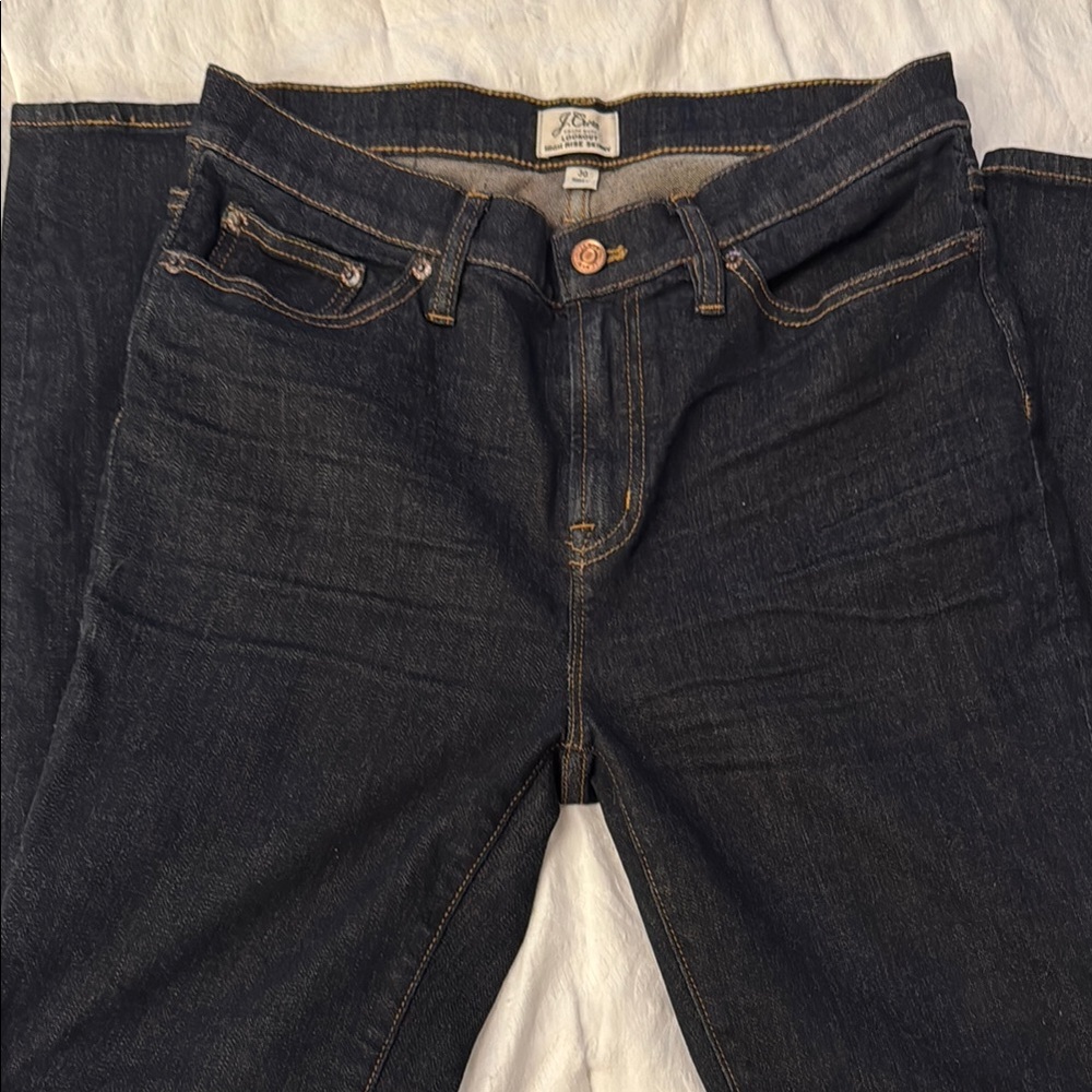 J. Crew High Rise Skinny Jeans in Dark Blue